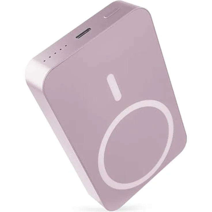 EMOS Powerbank 10 000 mAh WI 1046 mit Magnet - Passthrough, Wireless-Charging - USB-C-Ausgang, rosa