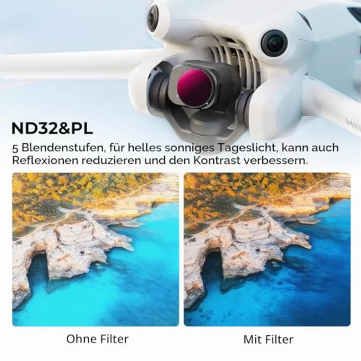 K&F Concept Mini 4 Pro ND/PL Filterset, 3 Stück ND8&PL, ND16&PL, ND32&PL, kompatibel mit DJI Mini 4 Pro, ultraleicht, kratzfest, wasserdicht – Bild 4
