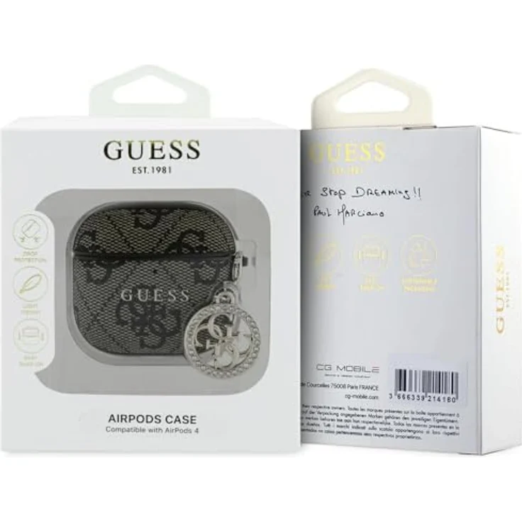 CG MOBILE Guess 4G Strass Charm Fall für AirPods 4 (Braun) - Öko-Leder / PC, Hardcase-Typ Materiale – Bild 3
