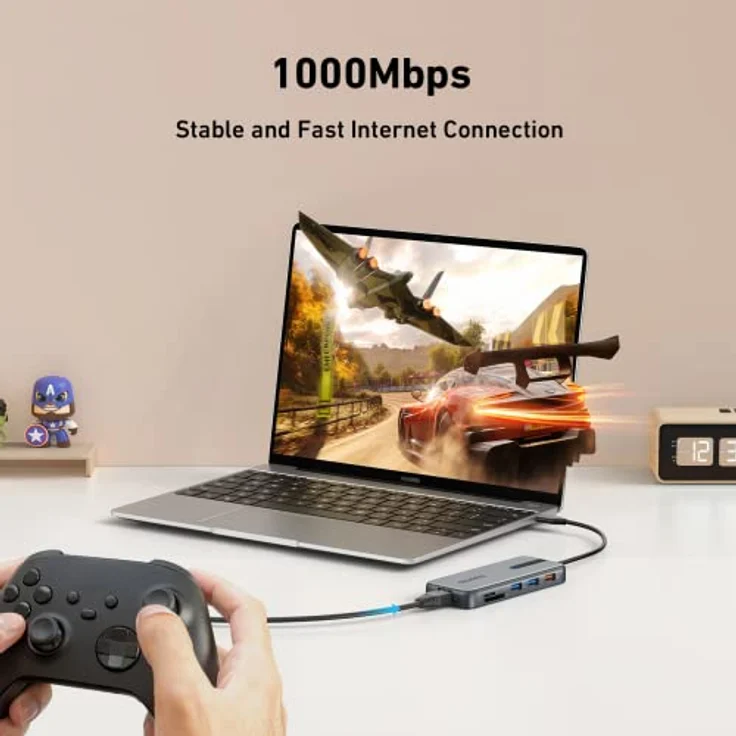 USB C Hub 4K@60Hz, 100W PD, Ethernet RJ45, 10Gbps USB-C/A 3.2Gen 2, MicroSD & SD Kartenleser, 2 USB 3.0, 9-in-1 GIISSMO USB C Hub Kompatibel mit MacBook M1 M2, HP Dell Lenovo Laptops und mehr – Bild 5