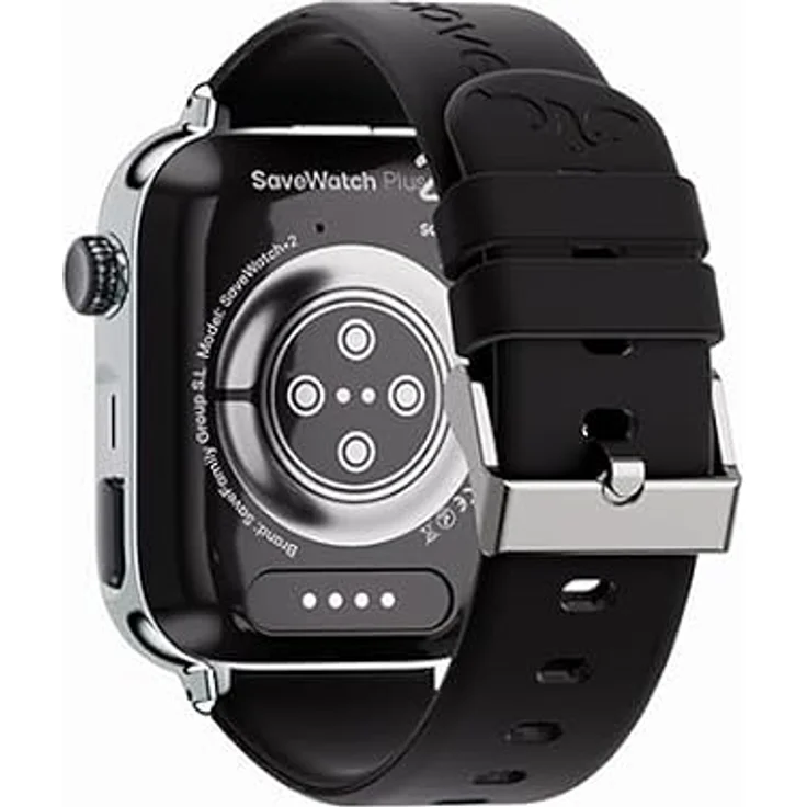 SaveFamily SaveWatch Plus 2, Smartwatch für Kinder mit GPS-Tracker, 8 MP Kamera, Anrufen, WhatsApp, Spotify, silbernes Zifferblatt und schwarzes Silikonarmband – Bild 2