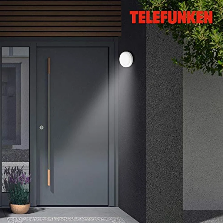 TELEFUNKEN - LED Außenwandleuchte, Außenwandlampe inkl. Bewegungsmelder, inkl. Dämmerungssensor, 12 Watt, 1.150 Lumen, 4.000 Kelvin, IP44, Weiß, Ø 17cm, 315306TF – Bild 4