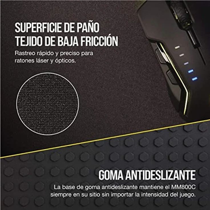 Corsair MM800C Polaris RGB Gaming Mauspad (Medium, RGB 15 Zonen Beleuchtung, Stoffoberfläche) schwarz – Bild 4
