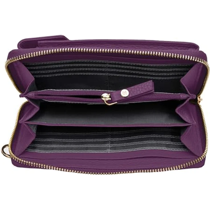 Lazarotti Bologna Leather Handytasche, 100% Leder, 11 cm x 3.5 cm x 19 cm, lila – Bild 2