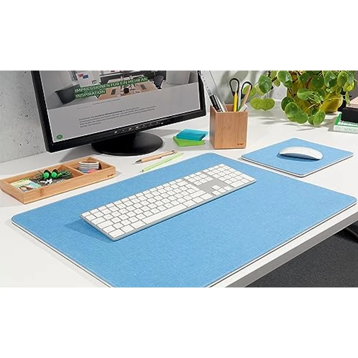 Sigel SA203 Mauspad, recyceltes PET + PP, hellblau/dunkelgrau, beidseitig verwendbar, 25 x 20 cm – Bild 2