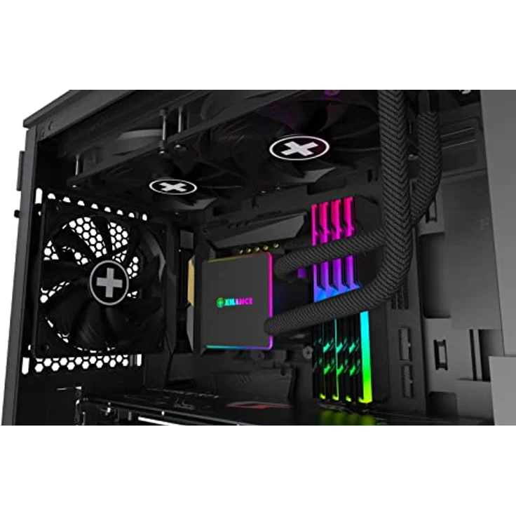 Xilence LQ240PRO AMD und Intel 240mm AiO Wasserkühlung, AM5/AM4, LGA 1700/2066/2011/1151/1150/1155/1156/1200, 300W TDP, 2x 120mm FDB PWM Lüfter, für hohe Kühlanforderungen im Gaming/Streaming, schwarz – Bild 2