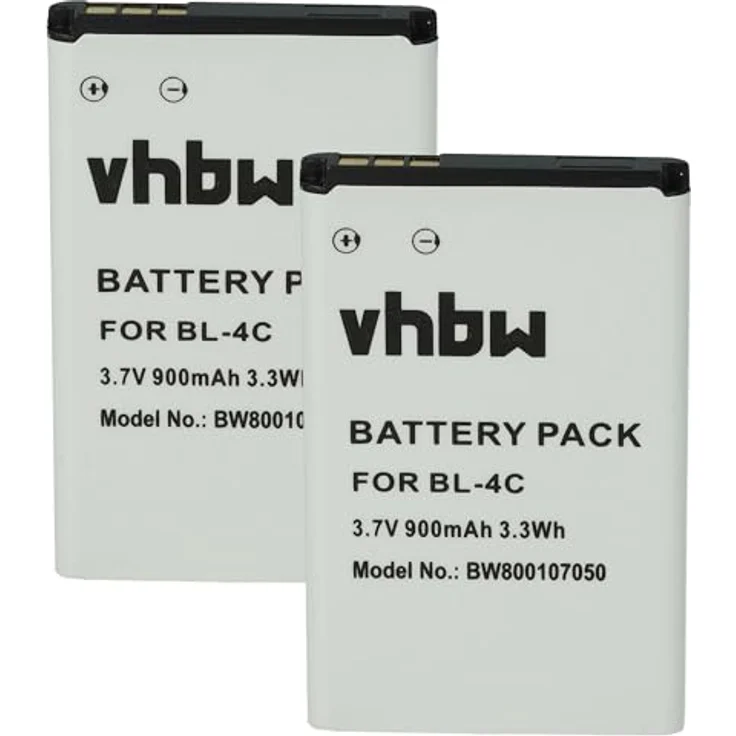 vhbw 2X Ersatzakku für Easyfone Prime A1, Lithium-Ionen, 900 mAh, wiederaufladbar – Bild 1