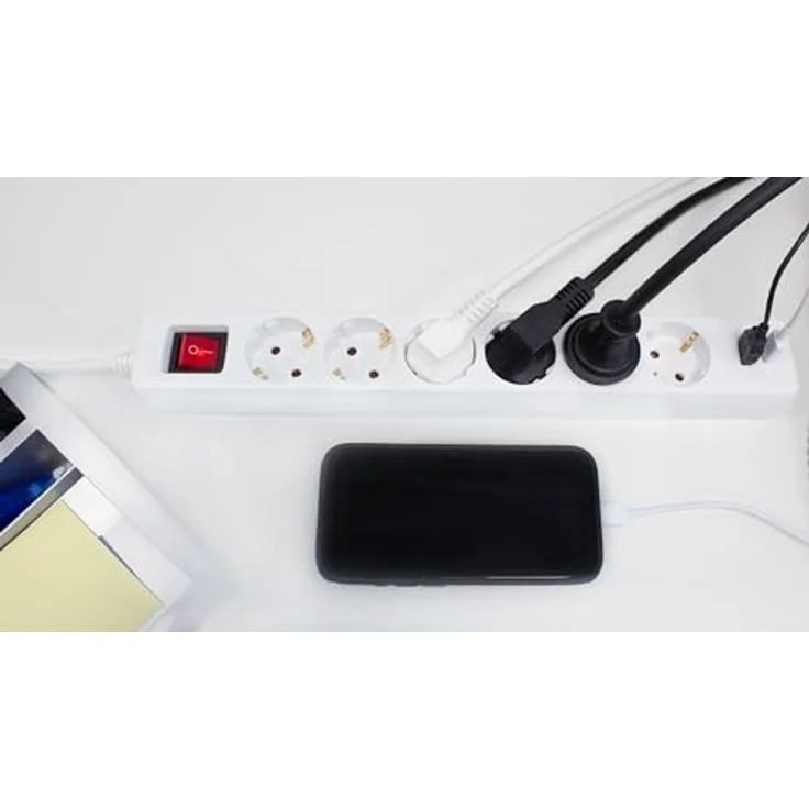 AS Schwabe 11378 Steckdosenleiste Weiß, Multifunktionssteckdose mit 2 USB-Anschlüssen und Schutzkontakt, 3500 W Leistung für Büro und Homeoffice – Bild 5