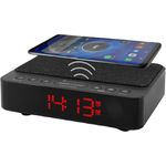 Soundmaster UR124SW Radiowecker mit kabelloser Ladestation, Wireless Charger iPhone/Samsung Galaxy,LED-Display 4-stufiger Dimmer, 2 Weckzeiten, Uhrenradio ohne Ticken