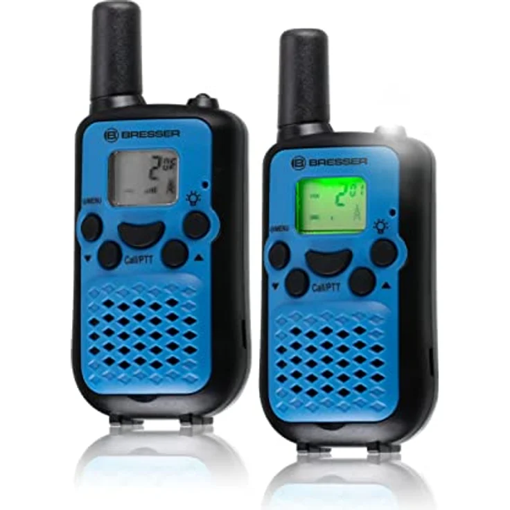 Bresser Junior Walkie Talkie, wiederaufladbare Funkgeräte für Kinder, blau, 6 km Reichweite, 8 Kanäle, Freihand-Modus, mit Taschenlampe – Bild 3