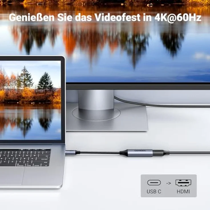 UGREEN USB-C to HDMI Adapter, 4K@60Hz Video Converter, Thunderbolt 3/4 auf HDMI, Grau – Bild 2