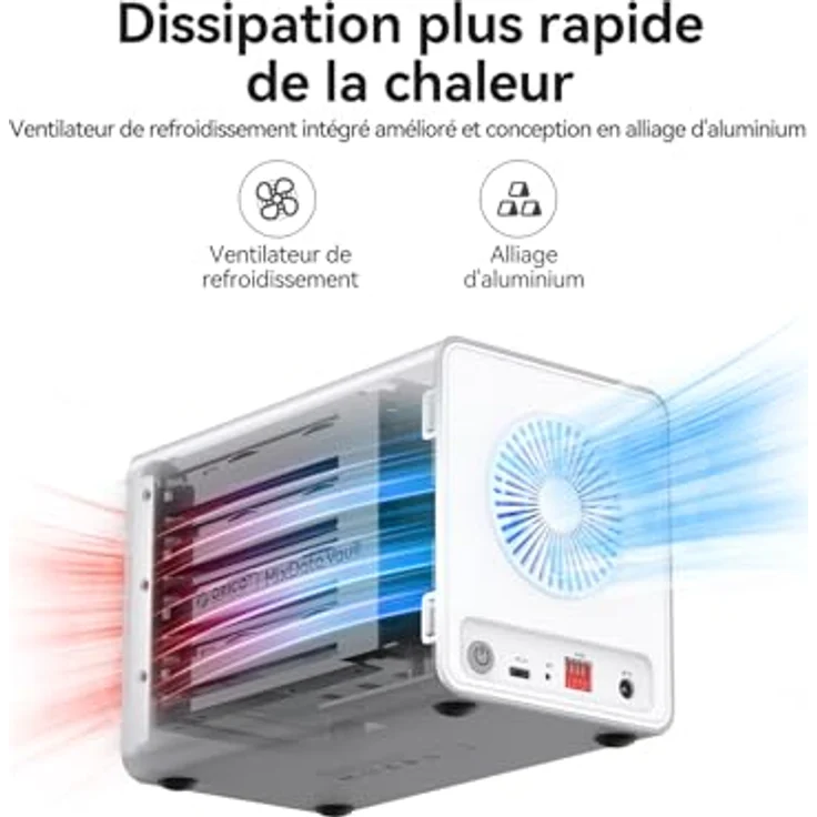 ORICO Aluminium RAID Festplattengehäuse 4-Bay 2.5 Zoll, Dockingstation für SSD/HDD mit Lüfter, Unterstützung für bis zu 32 TB, USB 3.2 Gen2, 7 RAID Modi – Bild 6