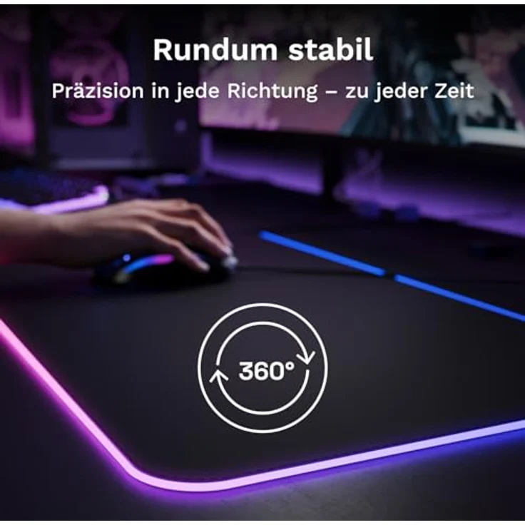 Glorious Mouse Pad 2 GLED XXL, RGB Gaming-Mauspad mit InfiniGlow Randbeleuchtung, Schwarz – Bild 8