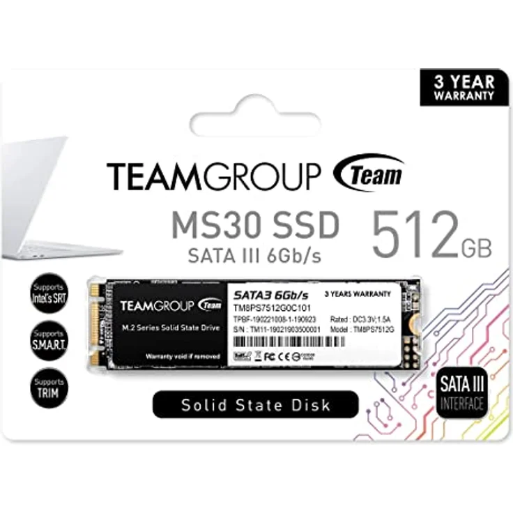 Team Group MS30 - Solid-State-Disk - 512 GB - intern - M.2 2280 - SATA 6Gb/s (TM8PS7512G0C101) – Bild 2