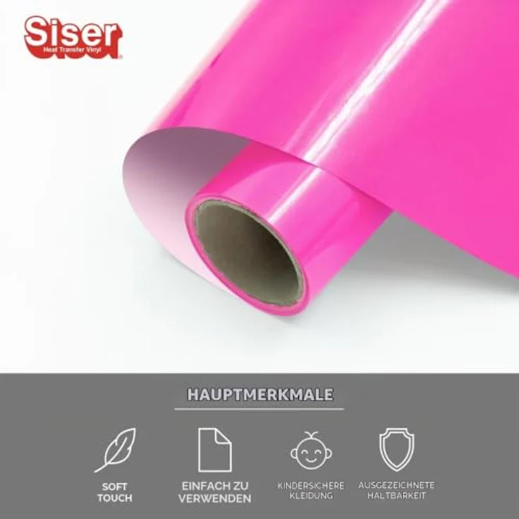 Siser Fluo Transferfolie, PVC-frei, Schnittbreite 30 cm, rosa, hohe Waschbeständigkeit – Bild 2