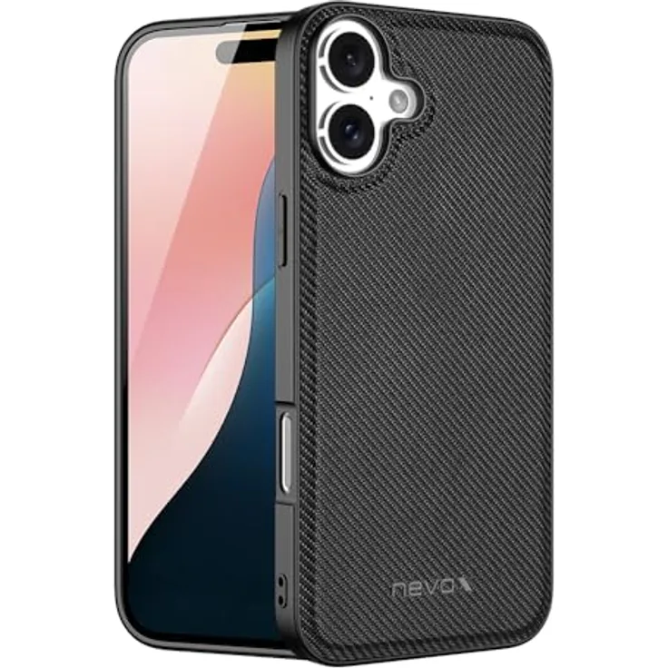 Nevox StyleShell Nylo, Handyhülle für iPhone 16 aus Polycarbonat, TPU und Nylon mit Kameraschutz