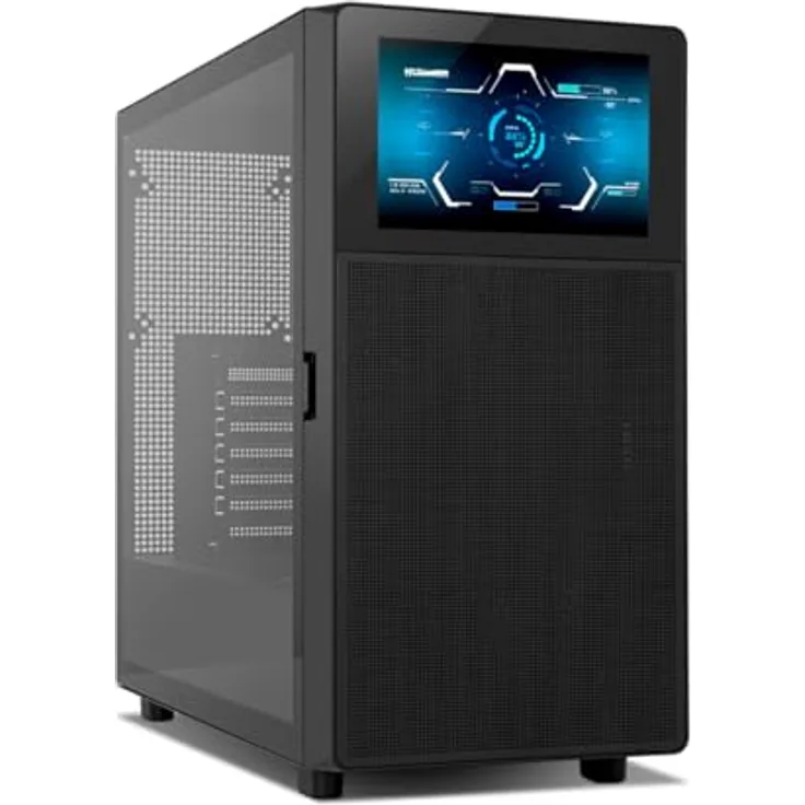 NOX XTREME PRODUCTS Hummer BIOS - Semitower ATX | M-ATX | ITX, anpassbares 8"-LCD-Display, Platz für 11 Lüfter, USB-C und 3.0, Schwarz