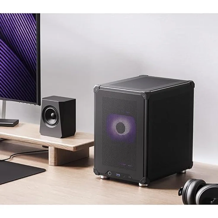 Jonsbo C6 Mesh PC-Gehäuse, USB-C-Konnektivität, abnehmbare Paneele, Stahl, Micro-ATX, Schwarz – Bild 5