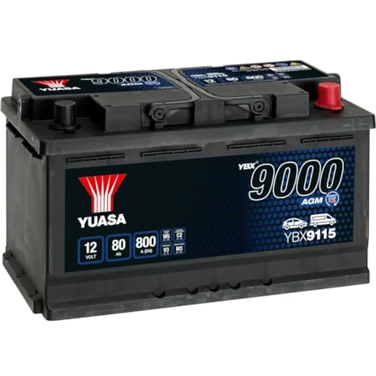 Yuasa AGM Start Stop Plus Autobatterie 12V 80Ah T1, Erstausrüstungsqualität und hohe Leistung – Bild 1
