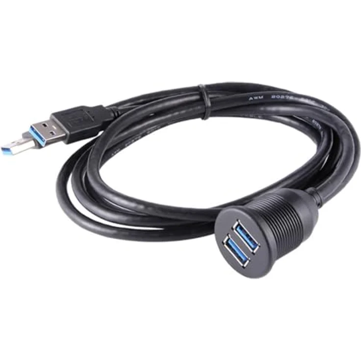 Aukson Q73C USB 3.0 Armaturenbrett Verlängerungskabel 100 cm – 2X USB Stecker-auf-Buchse, wetterfest, einfache Montage für Auto, Motorrad und Boot – Bild 3