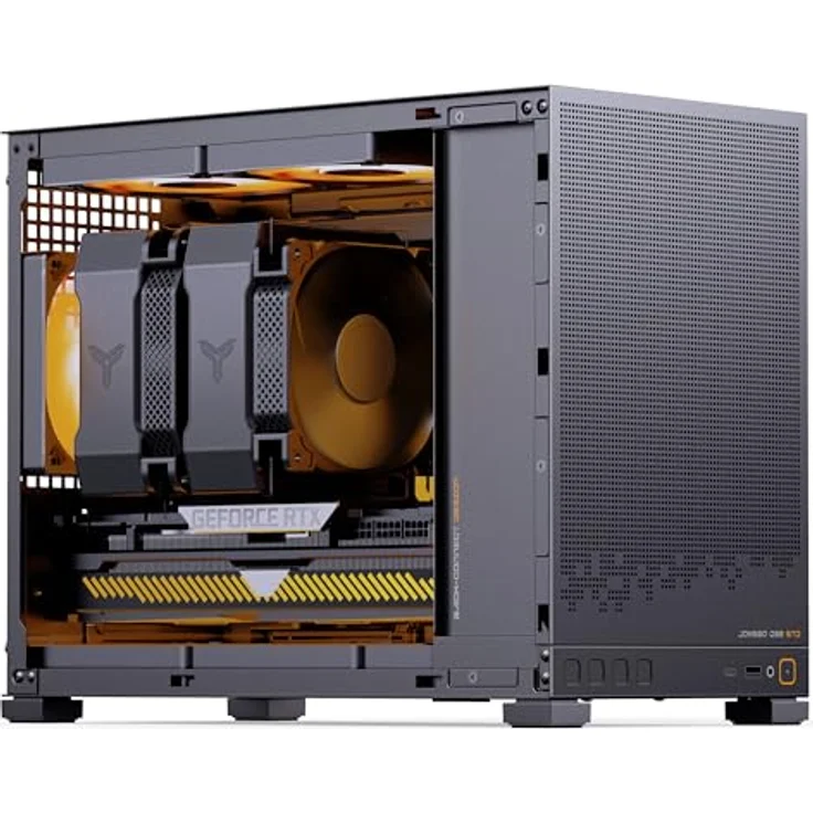 Jonsbo D32 STD Black, Mini-PC-Gehäuse für mATX mit Tempered Glass, unterstützt bis zu sechs 120-mm-Lüfter, max. 240-mm-AiO, schwarz – Bild 4