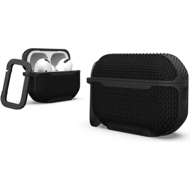 Urban Armor Gear Metropolis Case für die Apple AirPods Pro 2022 Hülle [Wireless-Charging/Magnetische Aufladung kompatibel/Status LED sichtbar, Abnehmbarer Karabinerhaken] schwarz