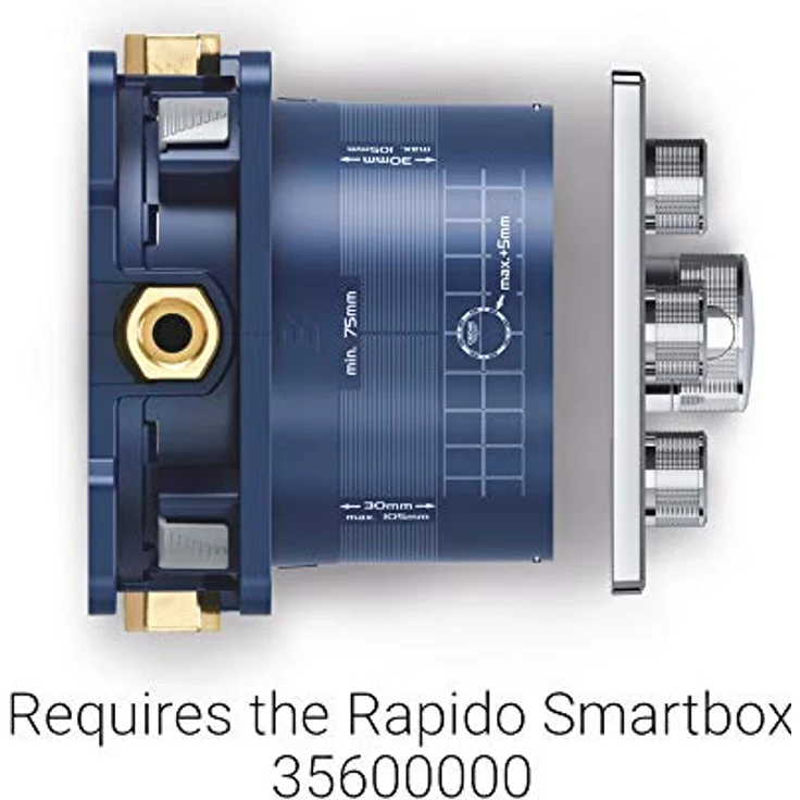 GROHE Grohtherm SmartControl - Brause- & Duschsystem -Thermostat (3 Absperrventile, ultraflaches Design, Wandrosette aus Metall) ,eckig, chrom, 29126000 – Bild 2