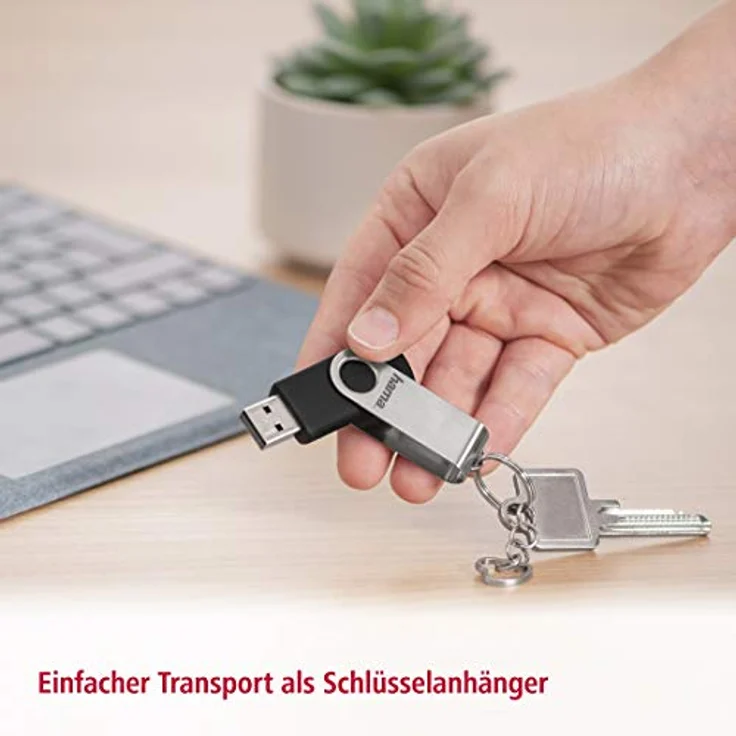 Hama 16GB USB-Stick USB 2.0 Datenstick (10 MB-s Datentransfer, mit Öse zur Befestigung am Schlüsselring, Speicherstick, Memory Stick aus Metall, geeignet für Windows-MacBook) silber – Bild 2