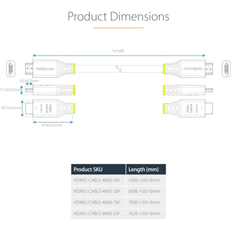 StarTech.com HDMI 2.0 Kabel, 5m Premium Zertifiziert, 4K 60Hz/1440p 144Hz, 18Gbps, Schwarz – Bild 5
