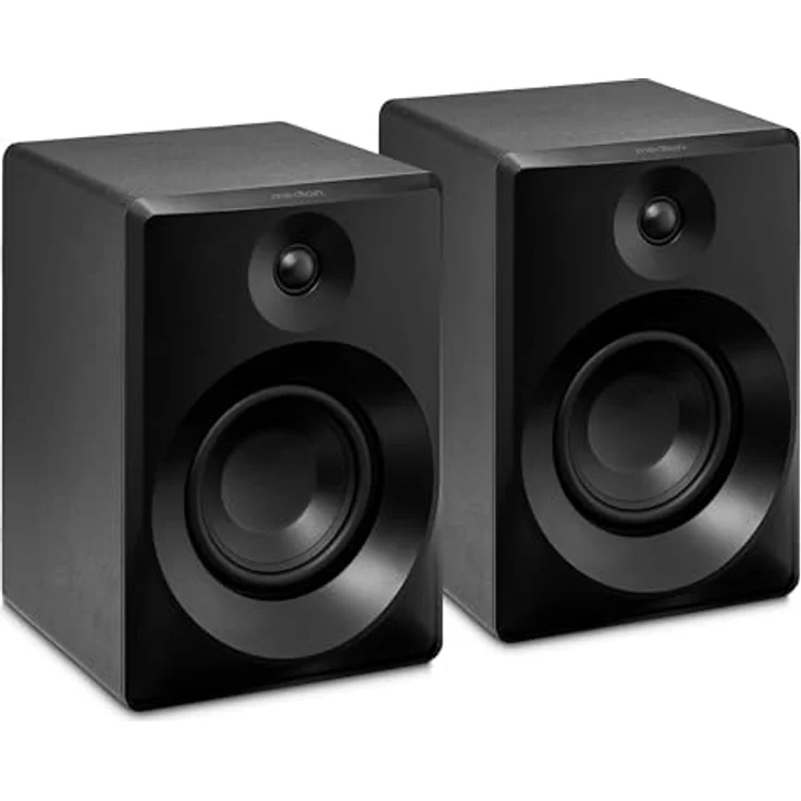 MEDION P61925 Regallautsprecher (aktive und passive, Holzgehäuse, Bluetooth5.0, 2 Wege System, integrierter Hochtöner und Subwoofer, Drehregler, optischer Eingang SPDIF, Line In RCA, 2X 50 Watt RMS) - Preisvergleich – Bild 1