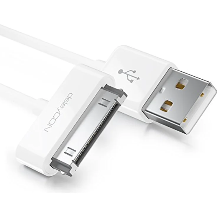 deleyCON 30-Pin USB Ladekabel Dock Connector, 0,5m, kompatibel mit iPhone 4s/4/3Gs/3G, iPad, iPod - Weiß – Bild 2