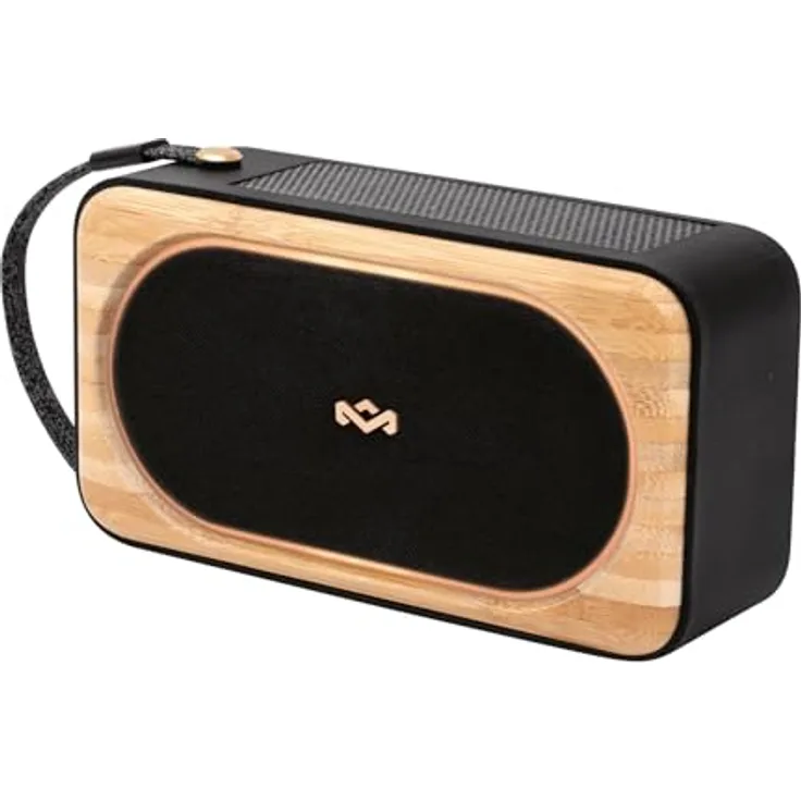 Marley Roots Solar Bluetooth Lautsprecher - Kleine tragbare Solar Lautsprecher Bluetooth Box für Reisen & Outdoor, IP67 wasserdicht, 14 Std. Spielzeit - Mini Lautsprecher für Handy, Schwarz