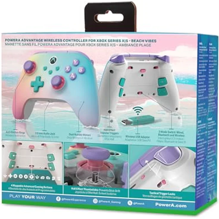 PowerA XB Controller Advantage Wireless, Beach Vibes, mit Halleffekt-Thumbsticks, 30 Stunden Akkulaufzeit, RGB-Beleuchtung, programmierbare Tasten – Bild 2