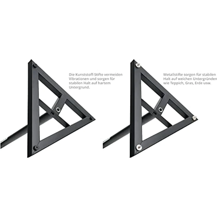 2x Pronomic SLS-10 Stativ für Studio Monitor Ständer (verstellbar 80cm bis 130cm, Dreiecksbasis, Gummifüße, Dornenfüße/Spikes, Stahl, Trägerplatte mit Gummistreifen) schwarz pulverbeschichtet – Bild 5