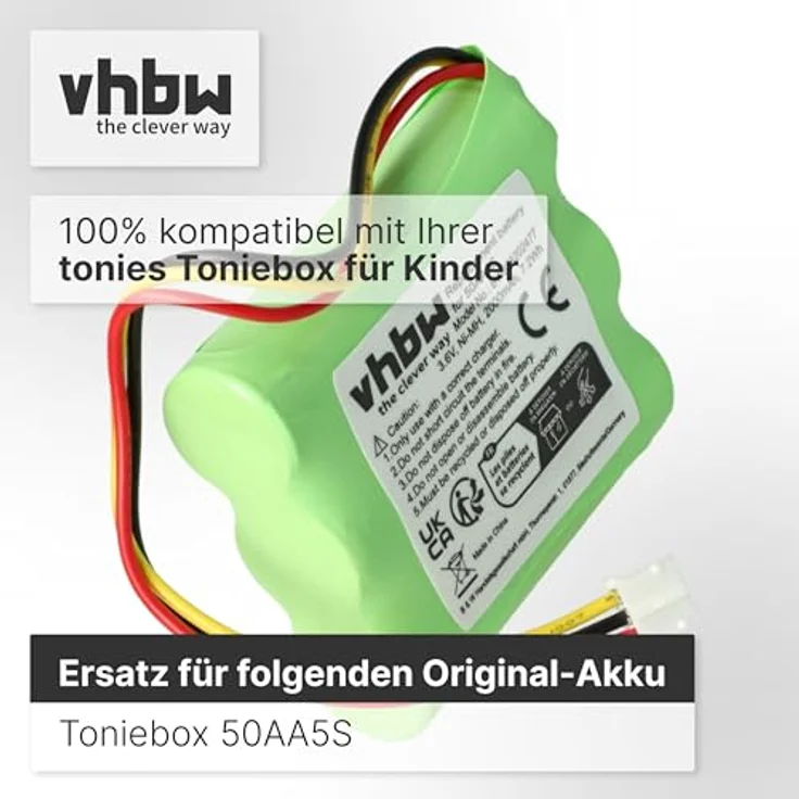 vhbw Akku kompatibel mit Toniebox Tonie Box Lautsprecher Boxen Speaker (2000mAh, 3,6V, NiMH) – Bild 3