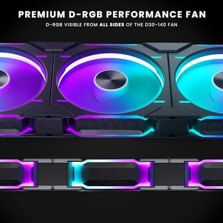 Phanteks D30 PWM Regular Airflow, D-RGB Lüfter, 3er Pack - 140mm, schwarz – Bild 4