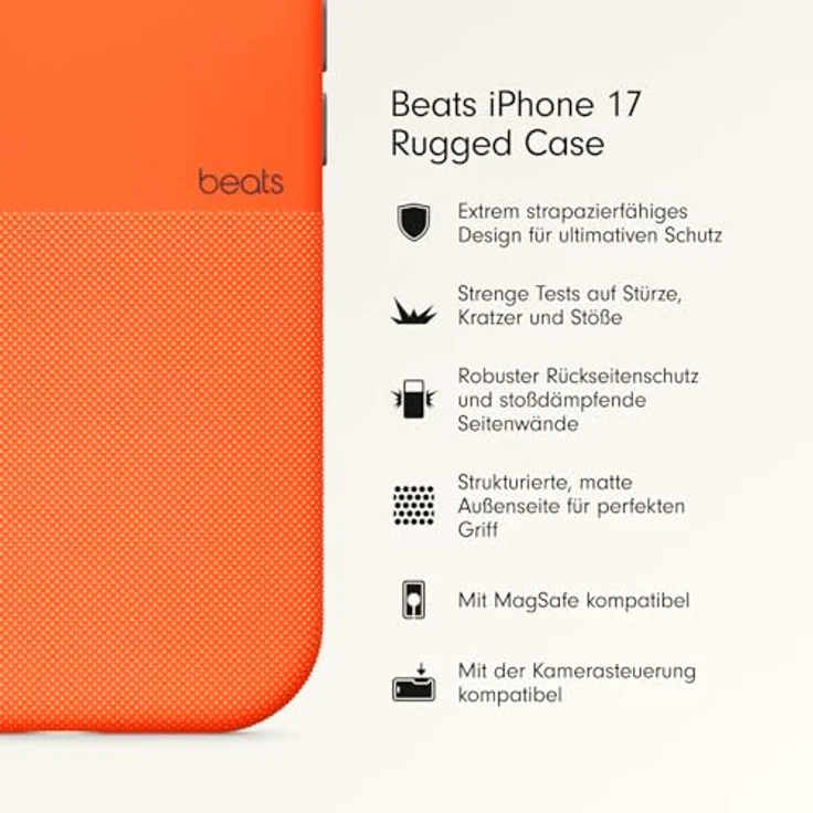 Beats Rugged Case iPhone 17, Nevada Orange, MagSafe-kompatibel mit stoßabsorbierendem Schutz und Kamerasteuerung – Bild 2