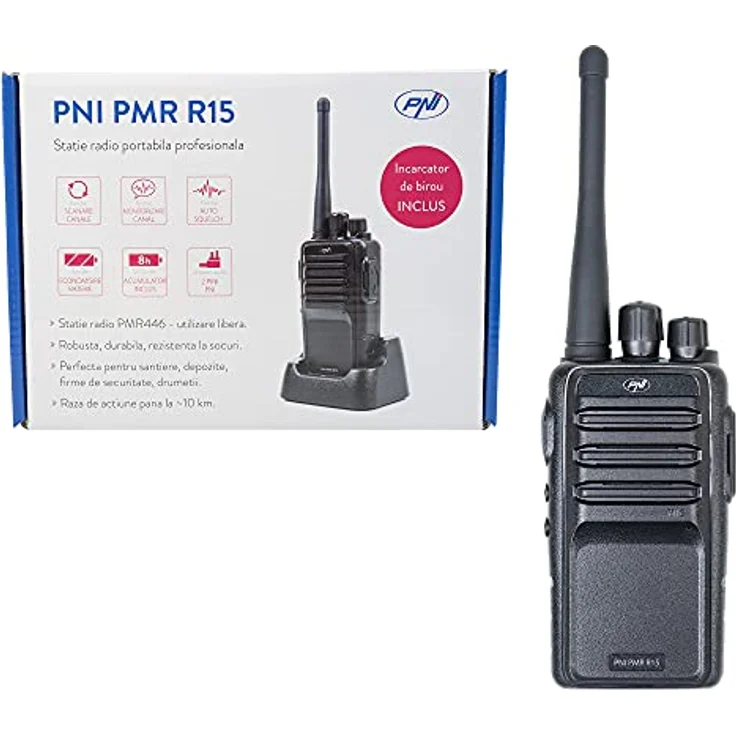 PNI PMR R15, Professionelles tragbares Funkgerät mit 0.5W Leistung, ASQ, CTCSS-DCS, 1200mAh, programmierbar, Monitorfunktion – Bild 1