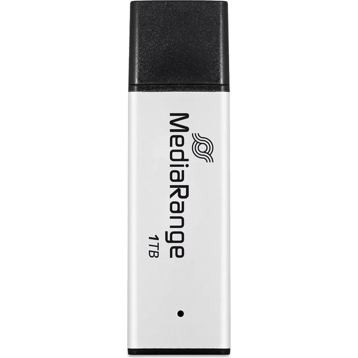 MediaRange High Perf USB Stick 1TB (1000 GB, USB-C), Schwarz-Silber, USB 3.2 Gen1, hohe Übertragungsgeschwindigkeiten