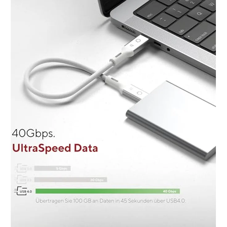 Linq Connects USB4 PRO USB-C Kabel, 0,3m, 40Gbps, 8K/60Hz, 240W Schnellladen, robust – Bild 4