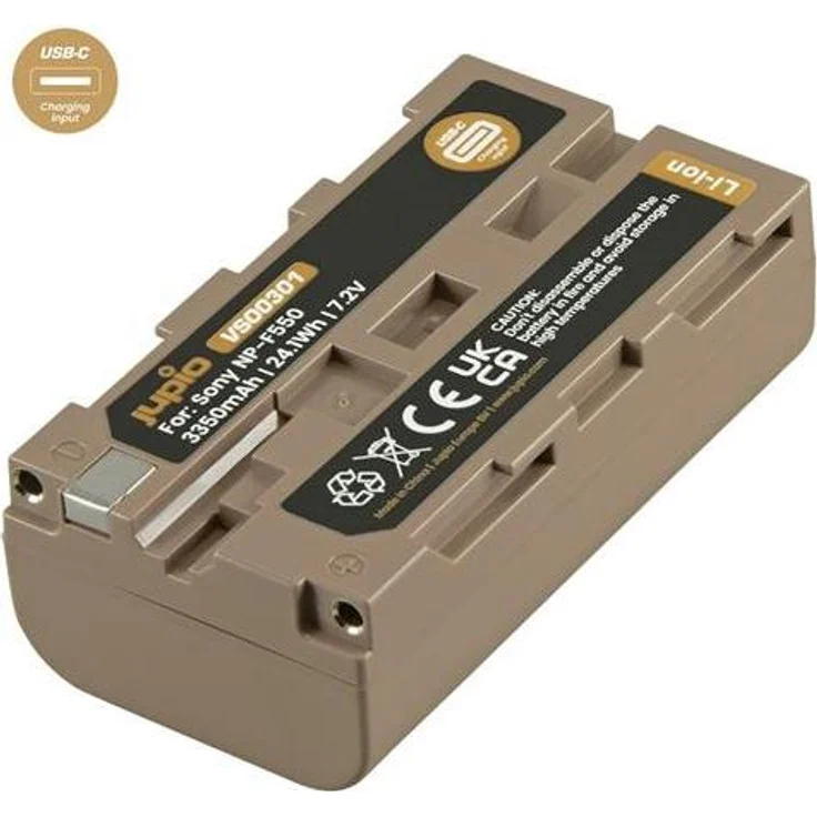 Jupio NP-F550 *ULTRA C*, 3350mAh Li-Ion Akku mit USB-C Ladeeingang und Kabel, kompatibel mit Sony-Geräten