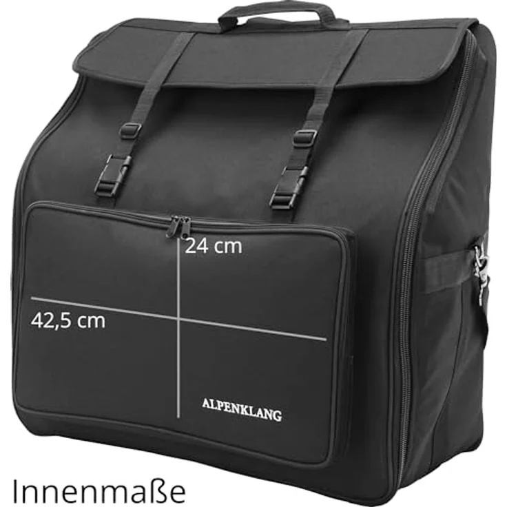 Alpenklang Akkordeontasche für 96 Bass Akkordeon, wasserabweisend und gepolstert mit Schultergurten, Schwarz, 52x52x25 cm – Bild 4
