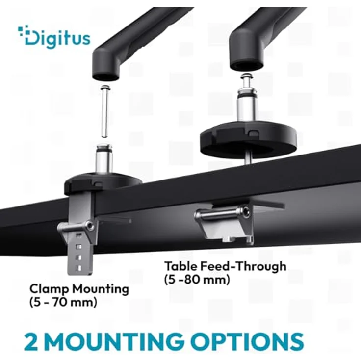 DIGITUS Monitor Halterung – Einzelmonitor – bis 35 Zoll – mechanische Feder – 10 kg Traglast – VESA 75x75, 100x100 – Tischklemme – schwarz – ergonomisches Design mit Kabelmanagement – Bild 5