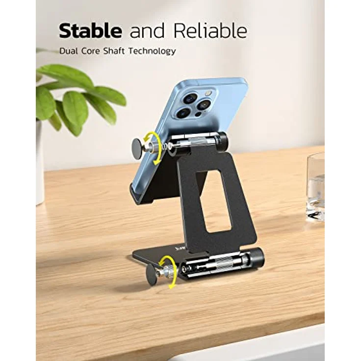 Nulaxy Verstellbarer Handy Ständer, Faltbare Aluminium Halterung für Smartphones, Universelle Kompatibilität mit iPhone 17/16/15/14/13/12 Pro Max/Xr/Xs/X/8, Tragbar und Stabil, 18 mm Hakenbreite – Bild 4
