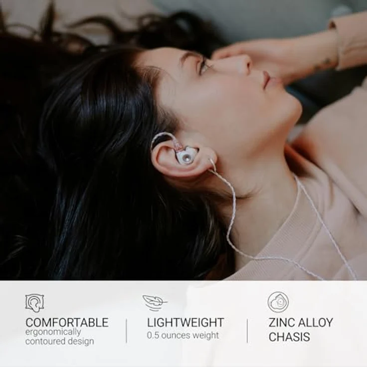 MEZE AUDIO Ecouteurs filaires Alba, kabelgebundene In-Ear-Kopfhörer mit 10,8-mm-Treiber, ergonomischem Design und 3,5-mm-USB-C-Adapter, Weiß – Bild 3