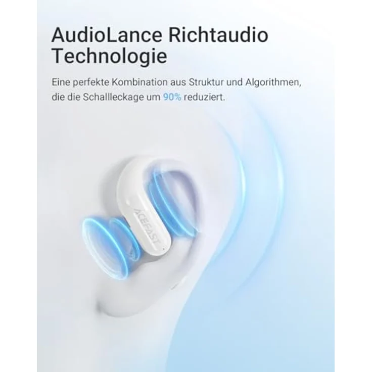 ACEFAST AceFit Air Open Ear Kopfhörer, Bluetooth 5.4, ultradünn, kraftvoller Sound, klare Anrufe, Touch-Steuerung, IP54, Weiß – Bild 5