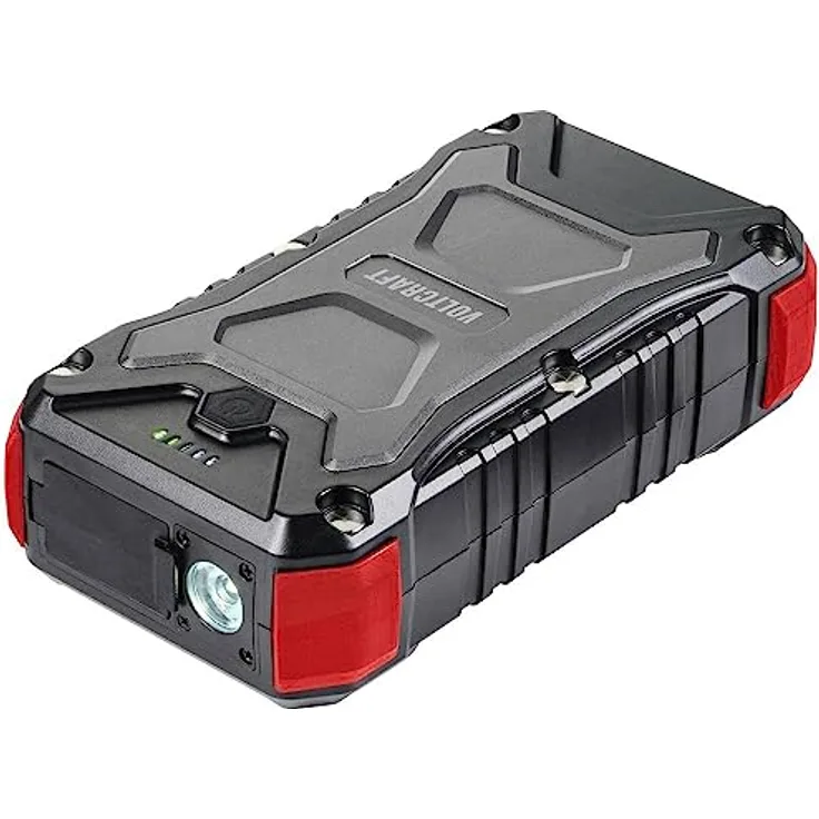 VOLTCRAFT VC PB PD65W Rugged Powerbank 30000 mAh Power Delivery 3.0 Li-Ion Schwarz-Rot LED Taschenlampe, Statusanzeige,