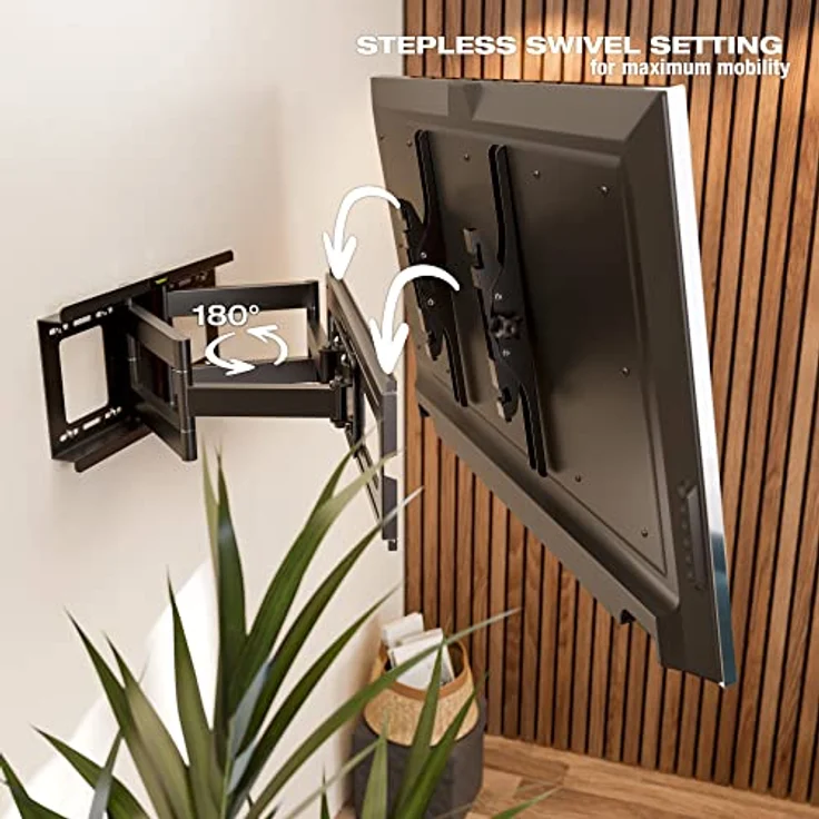 RICOO TV Wandhalterung Fernseher Schwenkbar Neigbar für 40-75 Zoll, Universal TV Halterung R06-F, Fernsehhalterung für Wand, Wandhalterung Fernseher 65 Zoll, bis 95 Kg mit max. VESA 600x400 mm – Bild 2
