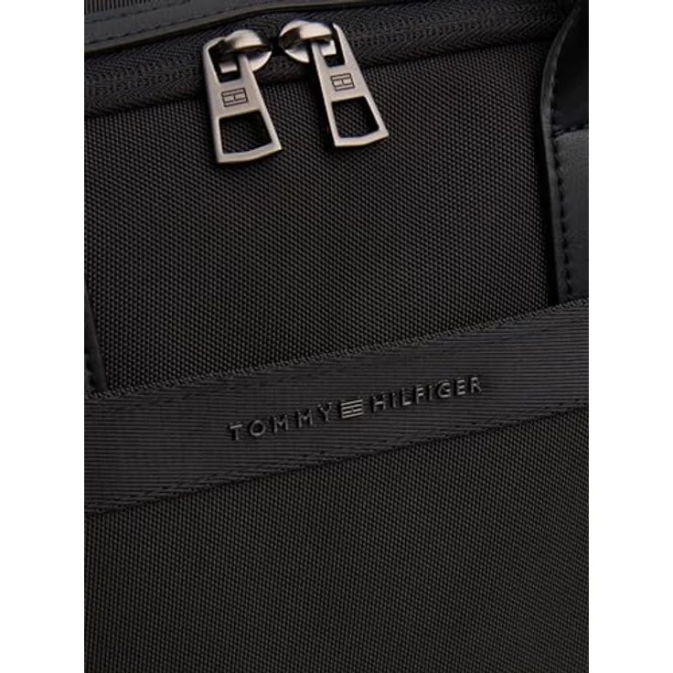 Tommy Hilfiger TH NYLON TRAVEL COMPUTER BAG, schwarze Laptoptasche mit abnehmbarem Schulterriemen und Reißverschlussfächern für Geschäftsreisen – Bild 3