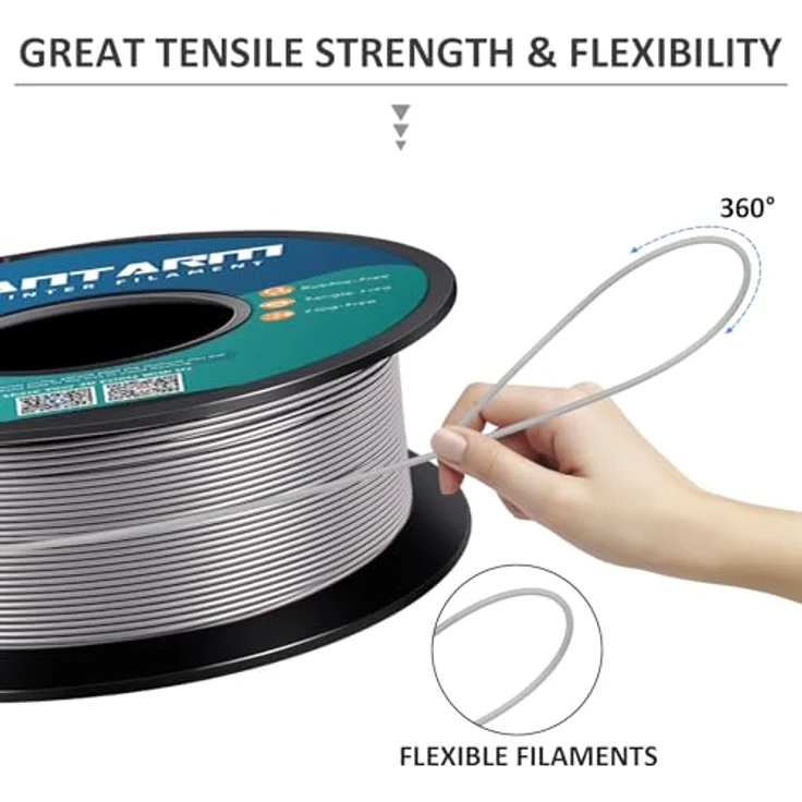 GIANTARM PLA Filament 1.75mm, 1kg Spule in Silber, hohe Präzision und Kompatibilität, vakuumverpackt – Bild 3